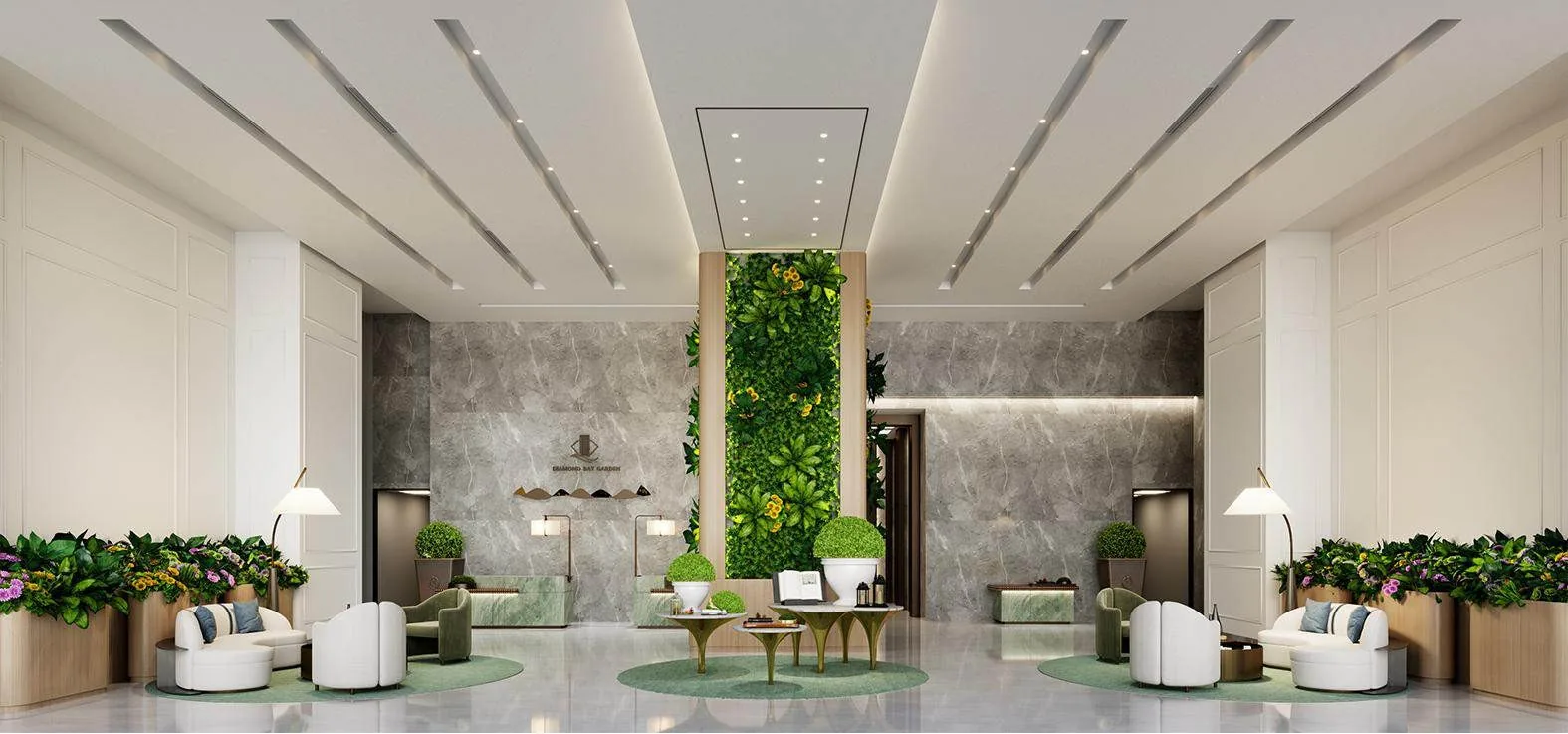 Diamond Bay Garden lobby and reception rendering