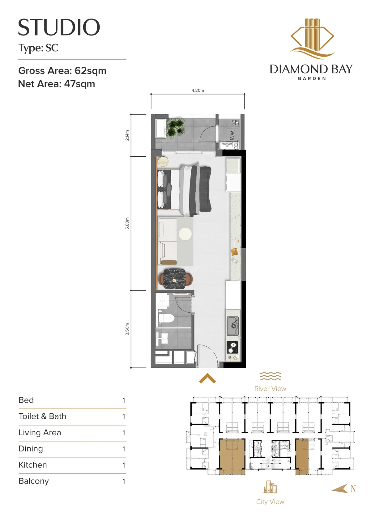 Diamond Bay Garden Studio SC floor plan